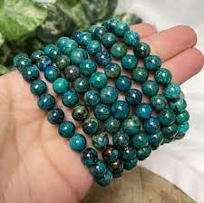 Chrysocolla Gemstone Bracelet - Natural Semi Precious 8mm Round Beads for Reiki Healing and Chakra Balance