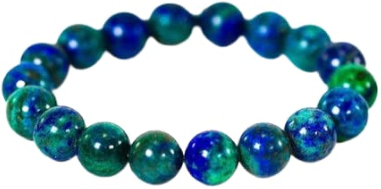 Divinity Crystals Azurite Bracelet - Natural Semi Precious Gemstone 8mm Beads for Reiki Healing, Chakra Balance, and Crystal Healing Default Title