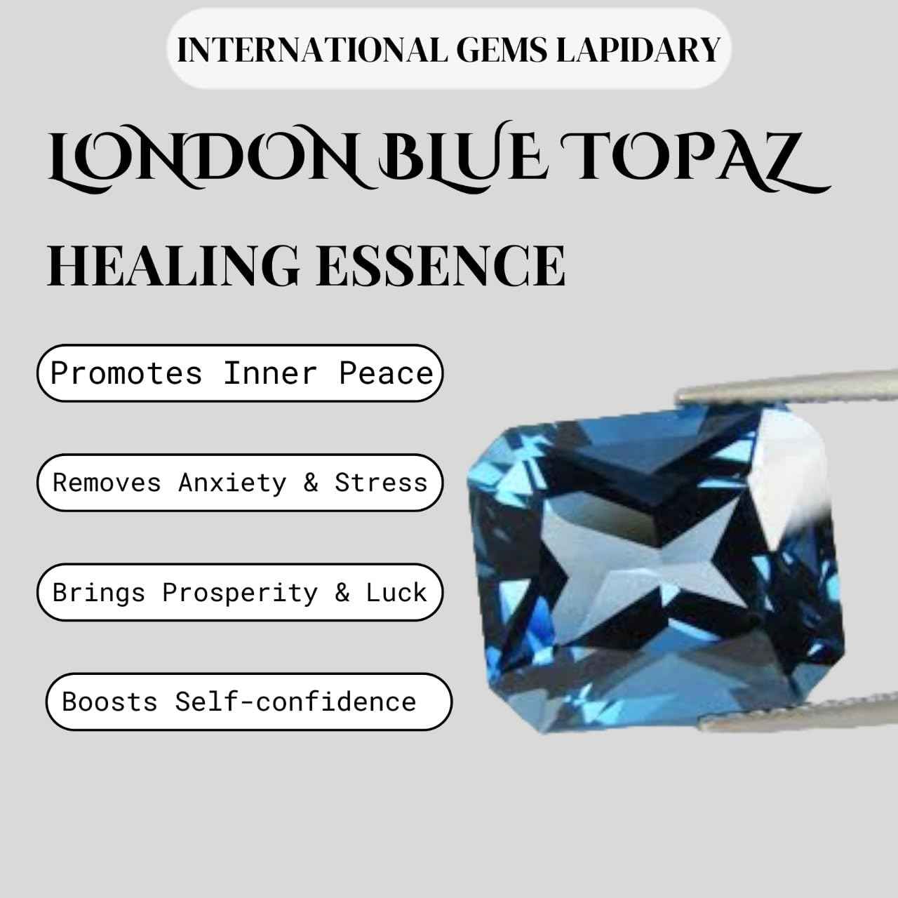 Premium Natural London Blue Topaz Gemstone, 7 to 9 Carats, for Jewellery Making