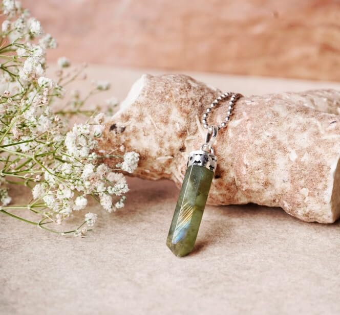 Divinity Original Labradorite Pendant for Healing - Unisex Locket with Chain for Calm, Peace, and Meditation