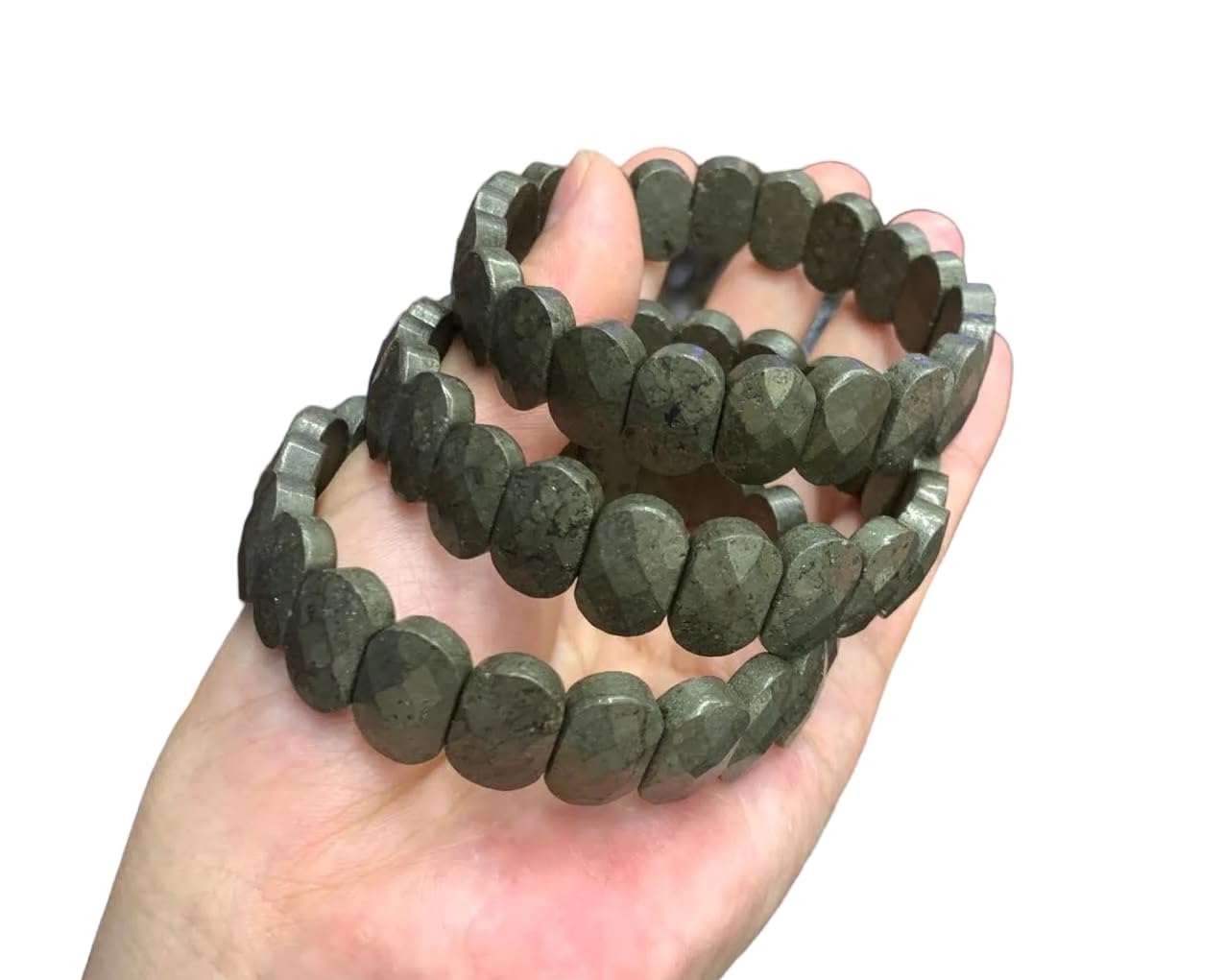 Divinity Crystals Natural Pyrite Crystal Bracelet - Real Pure 10 mm Faceted Bead for Good Luck, Love, Abundance, Healing, and Meditation for Men and Women