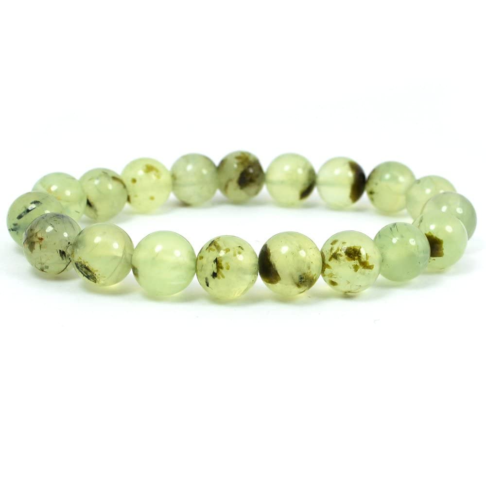 Prehnite Gemstone Bracelet - Natural Semi Precious Crystals, 8mm Round Beads for Reiki Healing and Chakra Balance Default Title