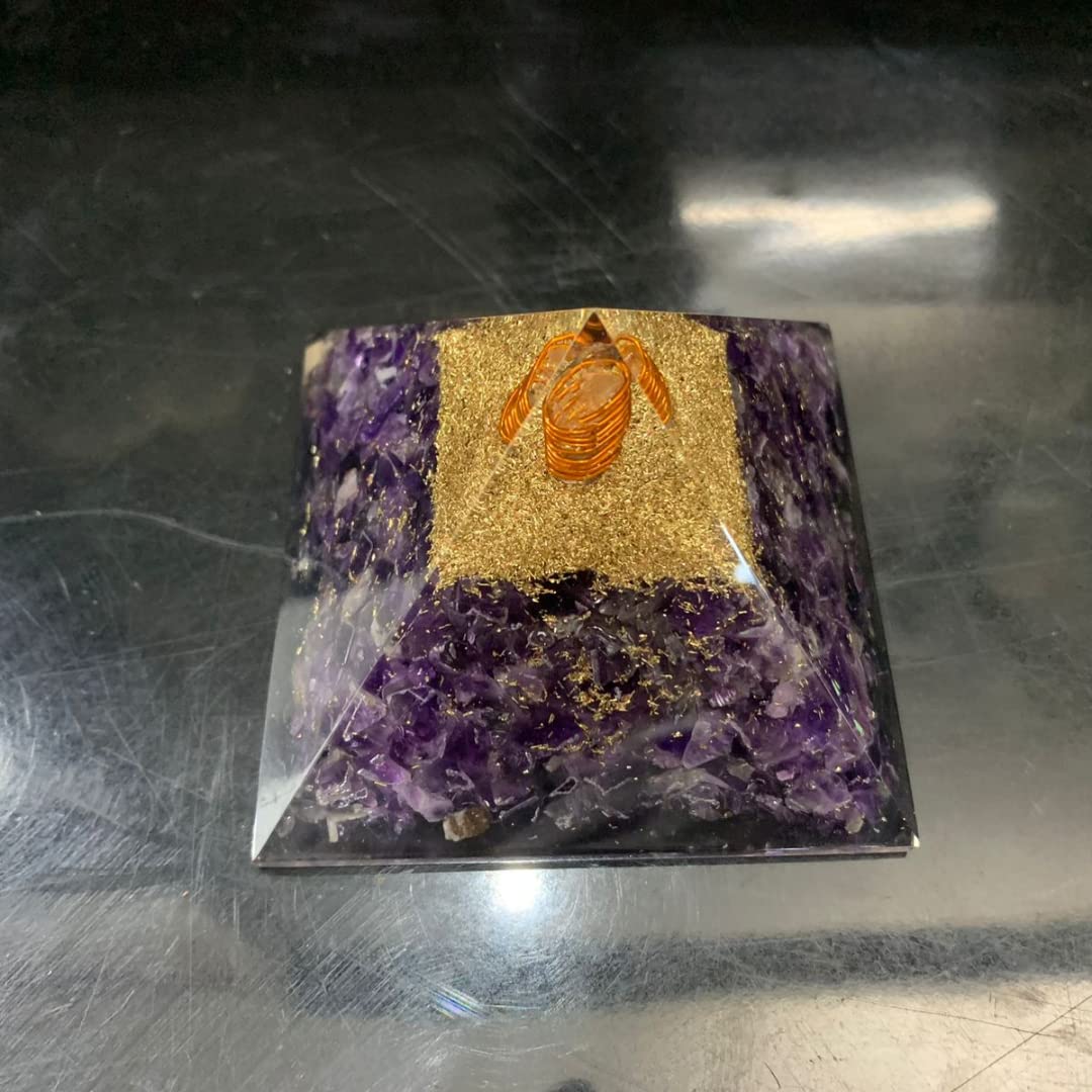 Divinity Crystals Natural Healing Orgone Pyramid Home Decor Vastu for Home Study Table Office Desk Reiki Feng Shui Symbol Crystal Showpieces for Home Decor Education Gifts