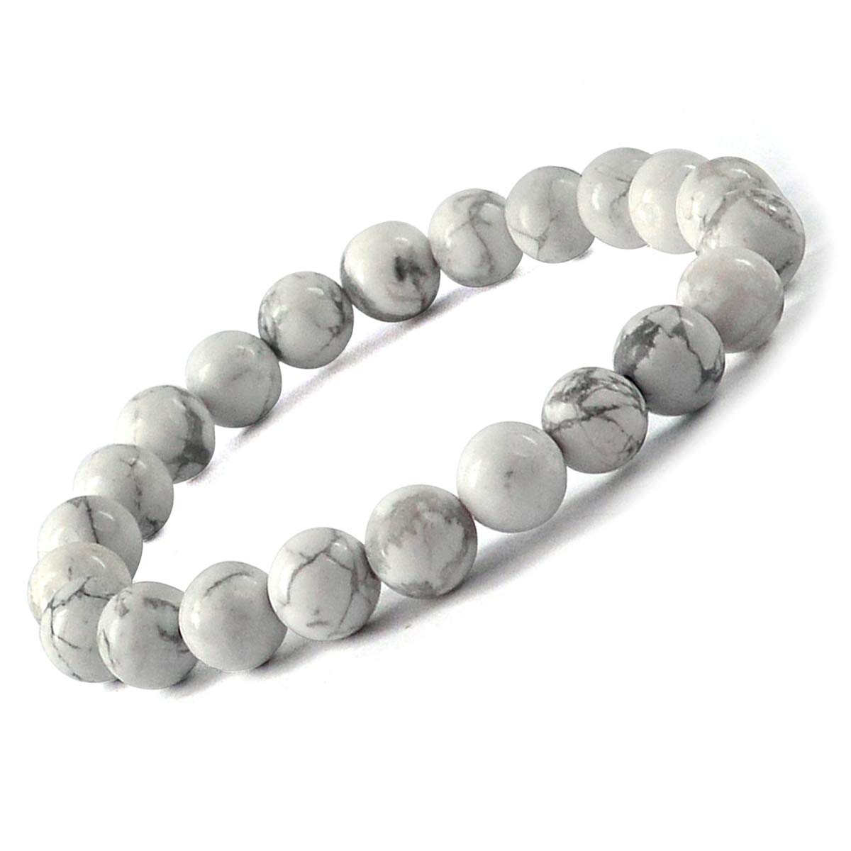 Men and Women Certified Natural Crystal Stone Bracelet 8 mm Gem Stone Bracelet for Reiki Healing & Crystal Healing.(Howlite Bracelet) - IGL Jewels