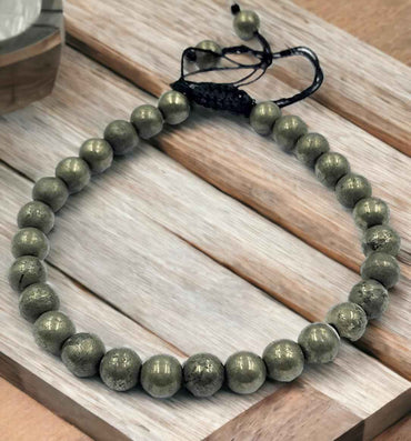Divinity Crystals Pyrtie Certified Adjustable String 8 mm Bracelet for Will Power Manifestation and Financial Abundance - Buy Pyrtie Crystals Bracelet Now