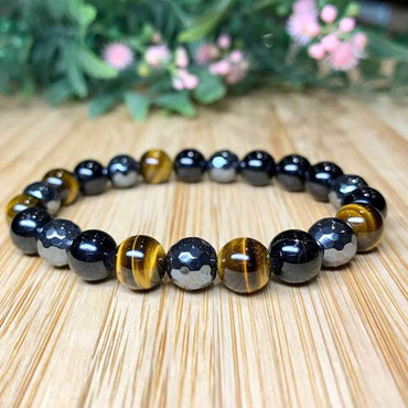 Divinity Crystals Triple Protection Bracelet - AAA Grade Natural Healing Gemstone Stretchable Bracelet for Yoga, Reiki, Meditation, Feng Shui for Women and Men