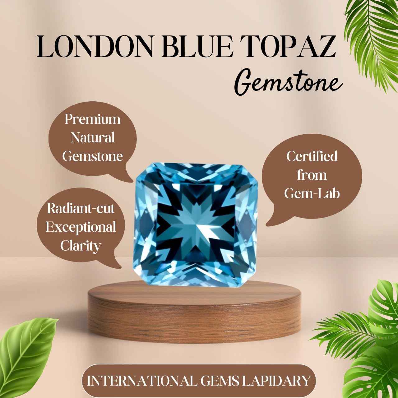 Premium Natural London Blue Topaz Gemstone, 7 to 9 Carats, for Jewellery Making