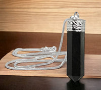 Divinity Crystals Black Tourmaline Pendant Locket with German Silver Chain for Protection, Motivation, and Healing