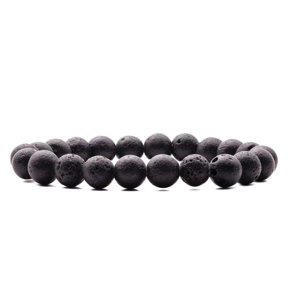 Natural Certified 8MM Healing Crystal Gem Stone Crystal Bracelet for Men and Women (Lava Stone Bracelet) - IGL Jewels
