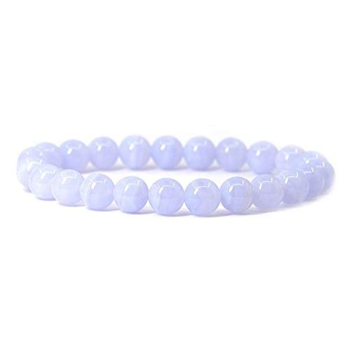 Divinity Crystals Blue Lace Agate Bracelet - Natural Semi Precious Gemstone 8mm Beads for Reiki Healing and Chakra Balance Default Title