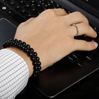 Divinity Crystals Black Obsidian Gemstone Bracelet for Reiki Healing and Chakra Balance - 8mm Round Beads