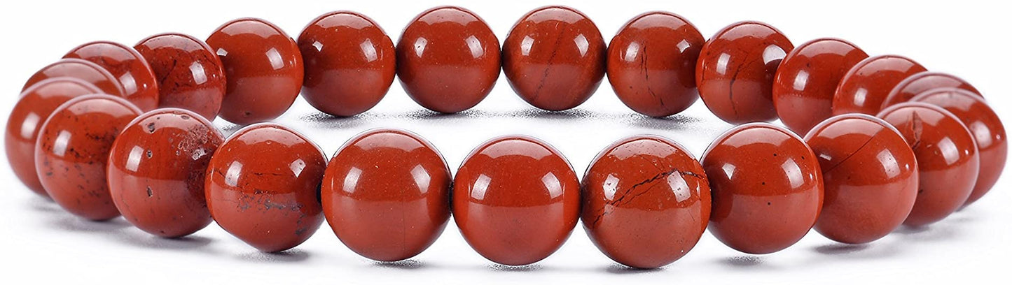 Divinity Crystals Red Jasper Bracelet - Natural Semi Precious Gemstone 8mm Beads for Reiki Healing and Chakra Balance Default Title