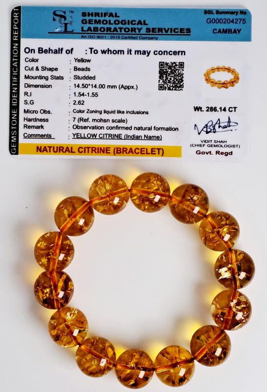Divinity Crystals Natural Citrine Adjustable Band - 14 mm Pure Certified