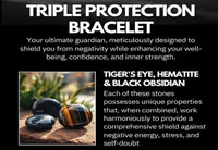 Natural Triple Protection Semi Precious Gemstone Bracelet, Crystal Stone 8mm Beads Bracelet Round Shape for Reiki Healing, Crystal Healing and Chakra Balance - IGL Jewels