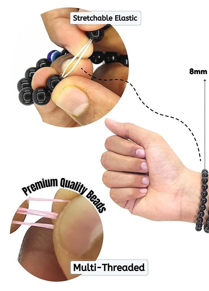 Divinity Crystals 7 Chakra Heart Bracelet - Natural 8 mm Crystal Bracelet for Good Luck, Love, Abundance, Healing, and Meditation for Men and Women