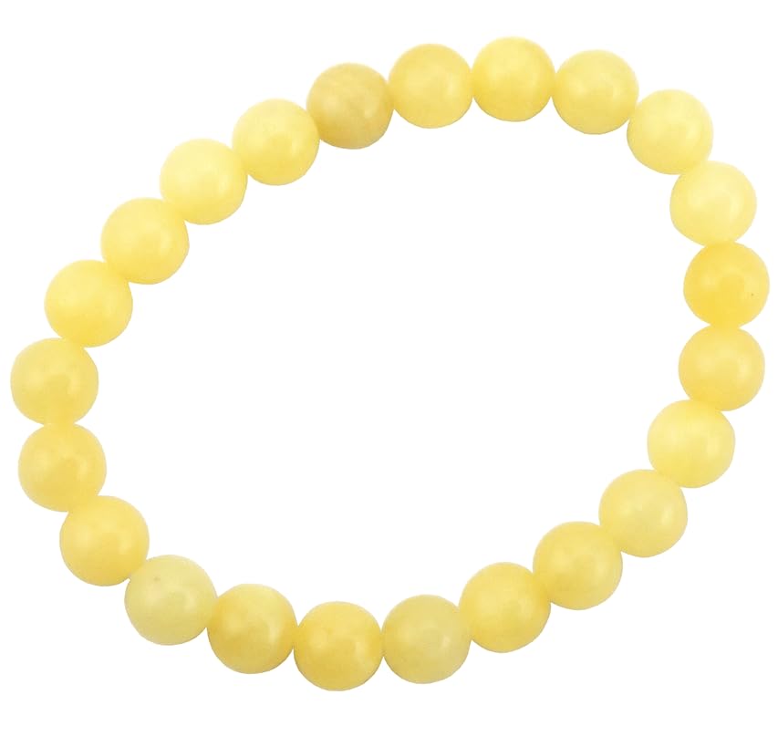 Divinity Crystals Yellow Calcite Bracelet - Natural Semi Precious Gemstone 8mm Beads for Reiki Healing and Chakra Balance Default Title