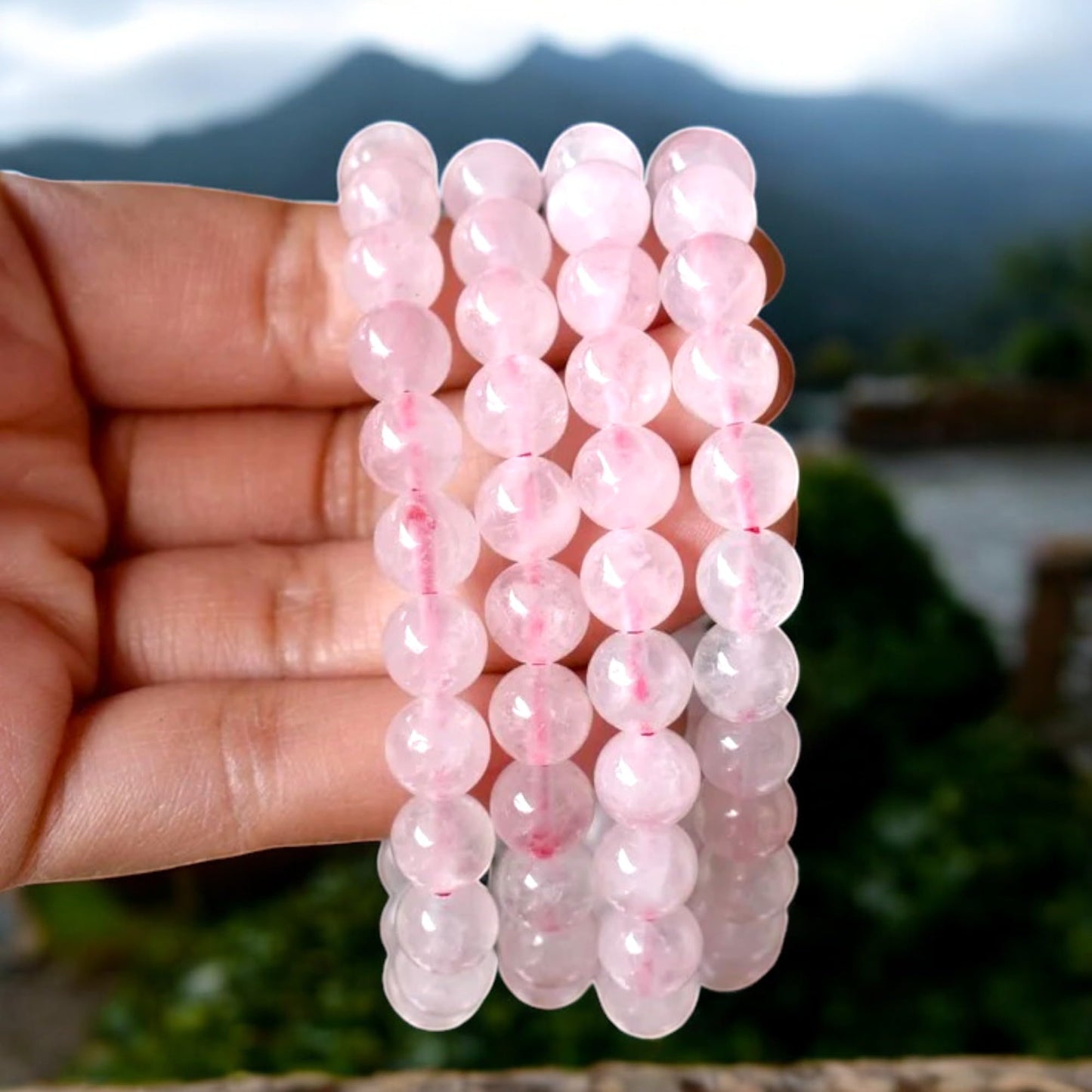 Divine Crystal Treasures Natural Rose Quartz Bracelet Original Certified AAA Grade 8mm Unisex Real Crystal Bracelet for Love Compassion Emotional Healing - IGL Jewels