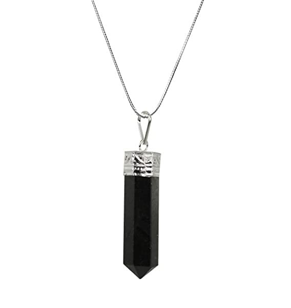 Divinity Crystals Black Tourmaline Pendant Locket with German Silver Chain for Protection, Motivation, and Healing