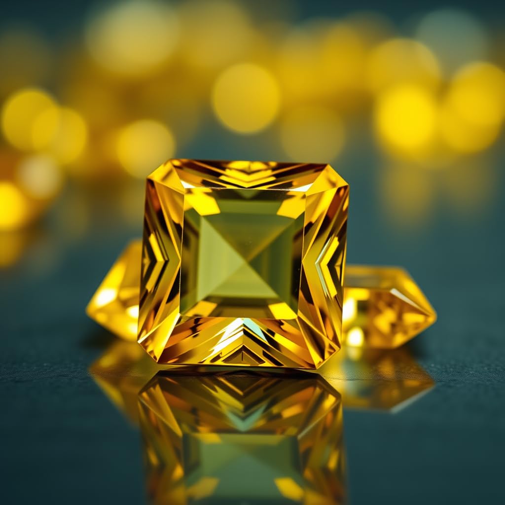 Sunela Stone Original Certified 7.4 Carat/Ratti Square Shape Original Certified Natural Citrine Gemstone (Rhio Grande Topaz) AAA Quality for Ring Jewellery For Men and Women - IGL Jewels