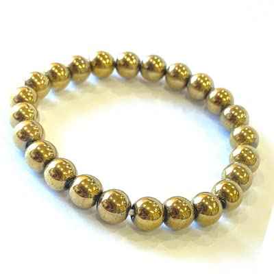 Divinity Crystals 7 Chakra Heart Bracelet - Natural 8 mm Crystal Bracelet for Good Luck, Love, Abundance, Healing, and Meditation for Men and Women Golden Pyrite Bracelet