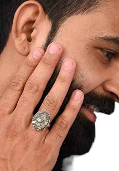 Divinity Crystals Natural Golden Pyrite Ring - Certified Adjustable Unisex Ring for Wealth, Prosperity, and Good Luck