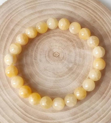 Divinity Crystals Yellow Calcite Bracelet - Natural Semi Precious Gemstone 8mm Beads for Reiki Healing and Chakra Balance