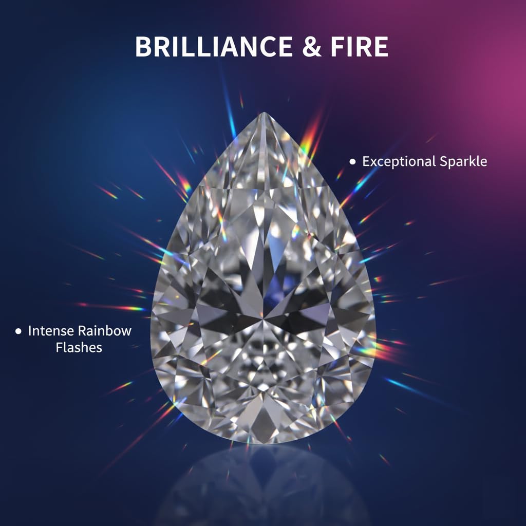 GRA Certified Lab Grown D Colorless VVS1 Clarity Excellent Cut Moissanite Diamond Simulant – Pear Cut Loose Gem 2.405 Carat (8x10 mm) with Certificate & Warranty Included | Custom Engagement Ring Accessory & Fine Jewellery - IGL Jewels