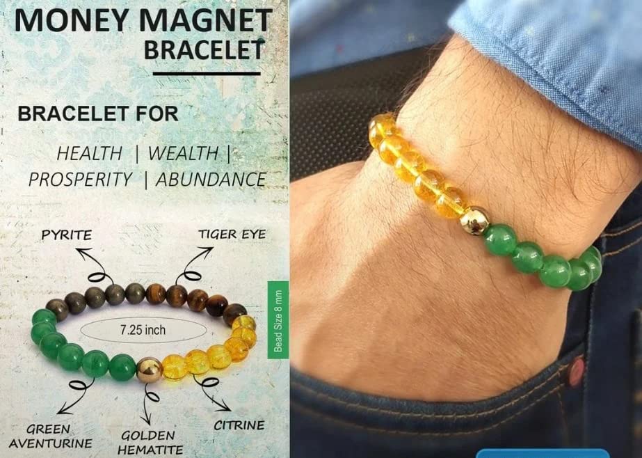 Divinity Healing Crystals Money Magnet Bracelet - Certified 8mm Beads for Prosperity and Abundance