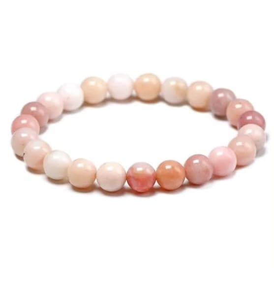 Divinity Crystals Pink Opal Gemstone Bracelet - 8mm Round Beads for Reiki and Chakra Healing Default Title