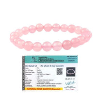 Divine Crystal Treasures Natural Rose Quartz Bracelet Original Certified AAA Grade 8mm Unisex Real Crystal Bracelet for Love Compassion Emotional Healing - IGL Jewels