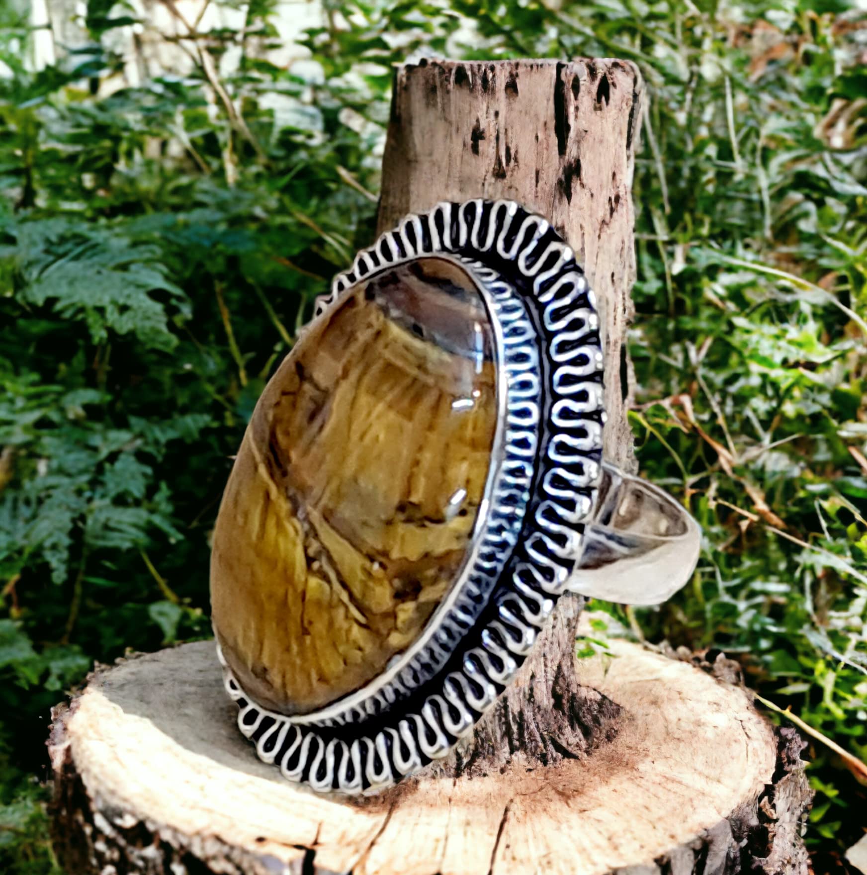 Divinity Certified Tiger Eye Crystal Ring for Abundance, Prosperity, Self Love, Wealth, Will Power, and Protection
