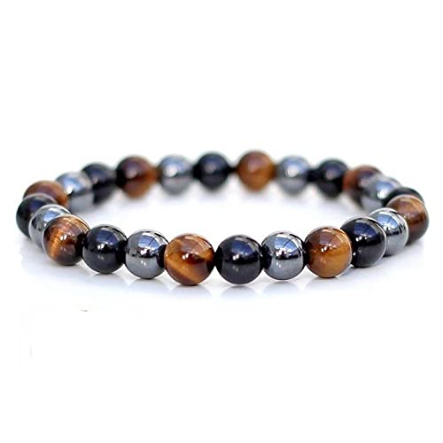 Natural Triple Protection Crystal Bracelet for Positivity, Success, Chakra Healing and Meditation - Unisex Strechable Pure Natural Lab Certified Crystal Bracelet - IGL Jewels
