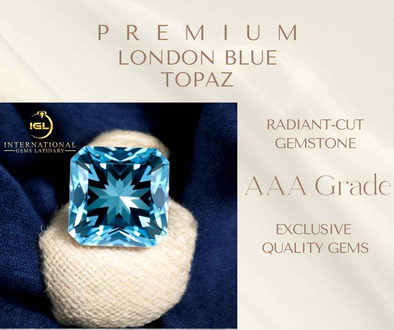 Premium Natural London Blue Topaz Gemstone, 7 to 9 Carats, for Jewellery Making
