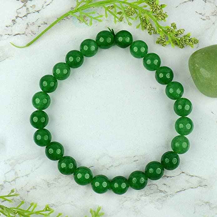 Divinity Crystals Green Jade Healing Bracelet for Men and Women - AAA Grade Original Gemstone Stretchable Wellness Accessory for Yoga, Reiki, and Feng Shui