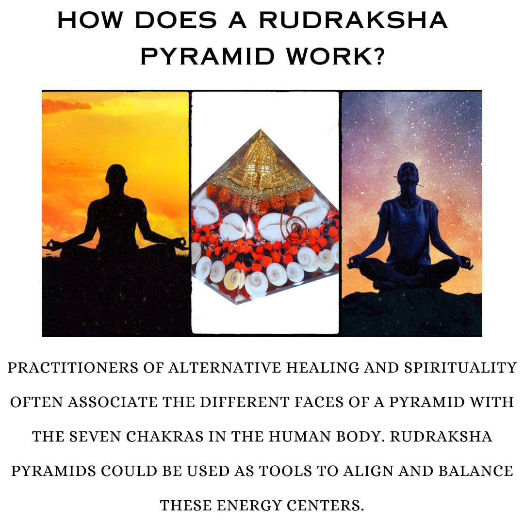 Natural Rudraksha Orgone Pyramid Vastu for Home Study Table Office Desk Reiki Feng Shui Reiki Symbol Crystal Showpieces for Home Decor Education Gifts - IGL Jewels