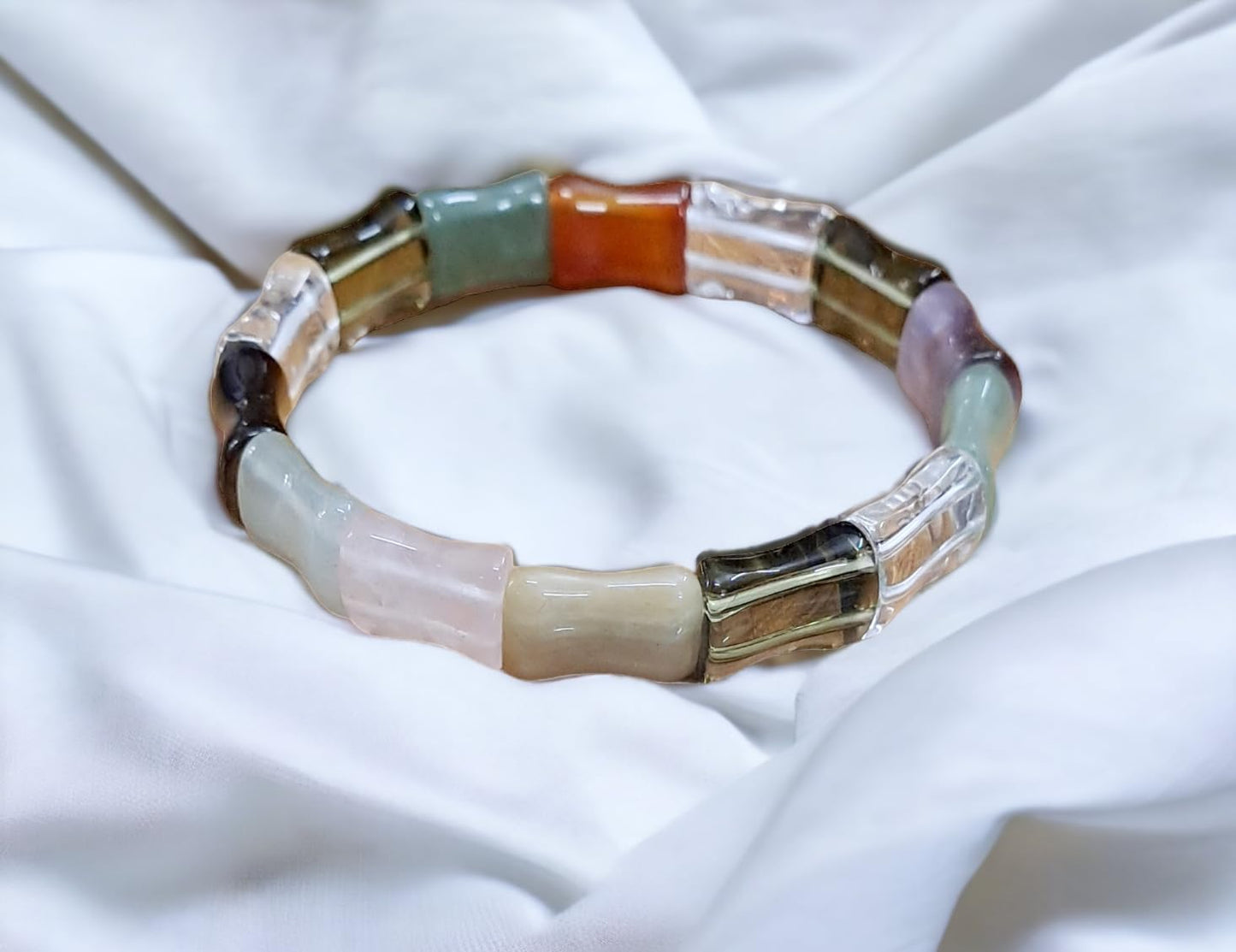 Divinity Crystals 7 Chakra Crystal Bracelet - Natural Real Pure 10 mm Flat Faceted for Men and Women, Promoting Good Luck, Love, Abundance, Healing, and Meditation