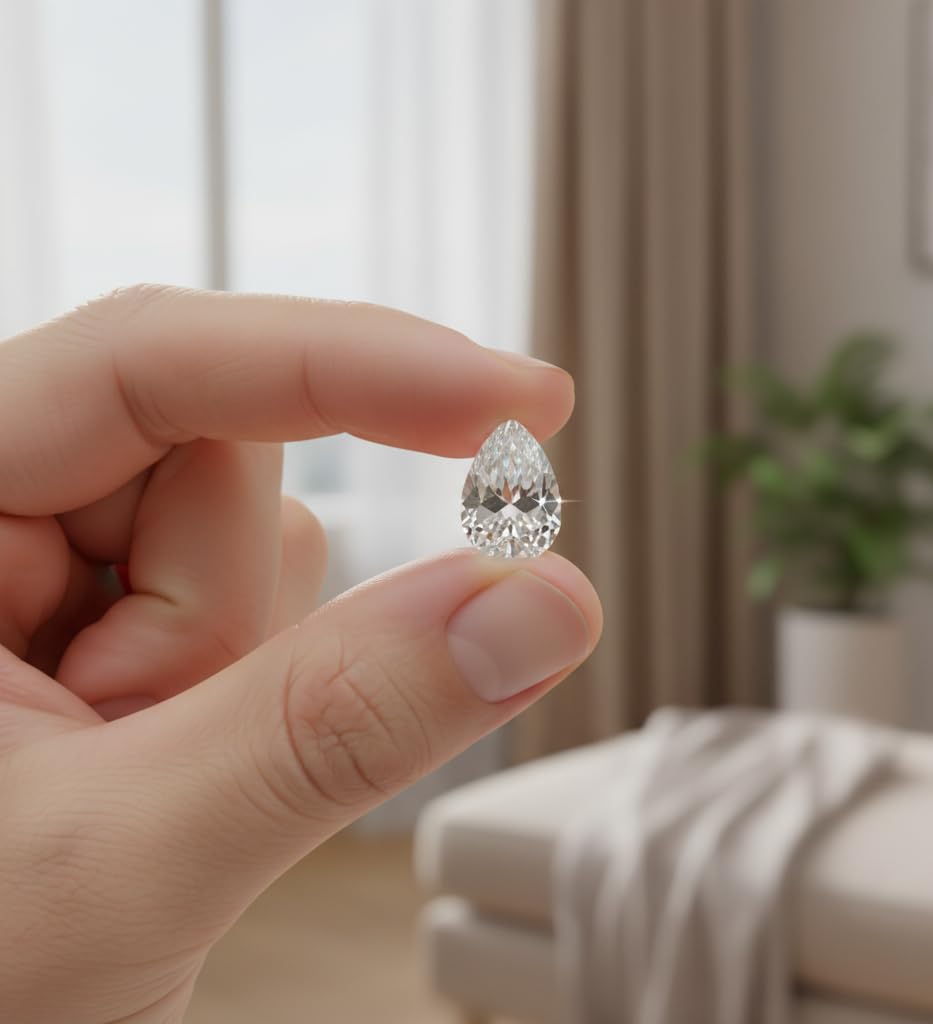 GRA Certified Lab Grown D Colorless VVS1 Clarity Excellent Cut Moissanite Diamond Simulant – Pear Cut Loose Gem 2.405 Carat (8x10 mm) with Certificate & Warranty Included | Custom Engagement Ring Accessory & Fine Jewellery - IGL Jewels