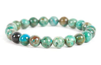 Chrysocolla Gemstone Bracelet - Natural Semi Precious 8mm Round Beads for Reiki Healing and Chakra Balance