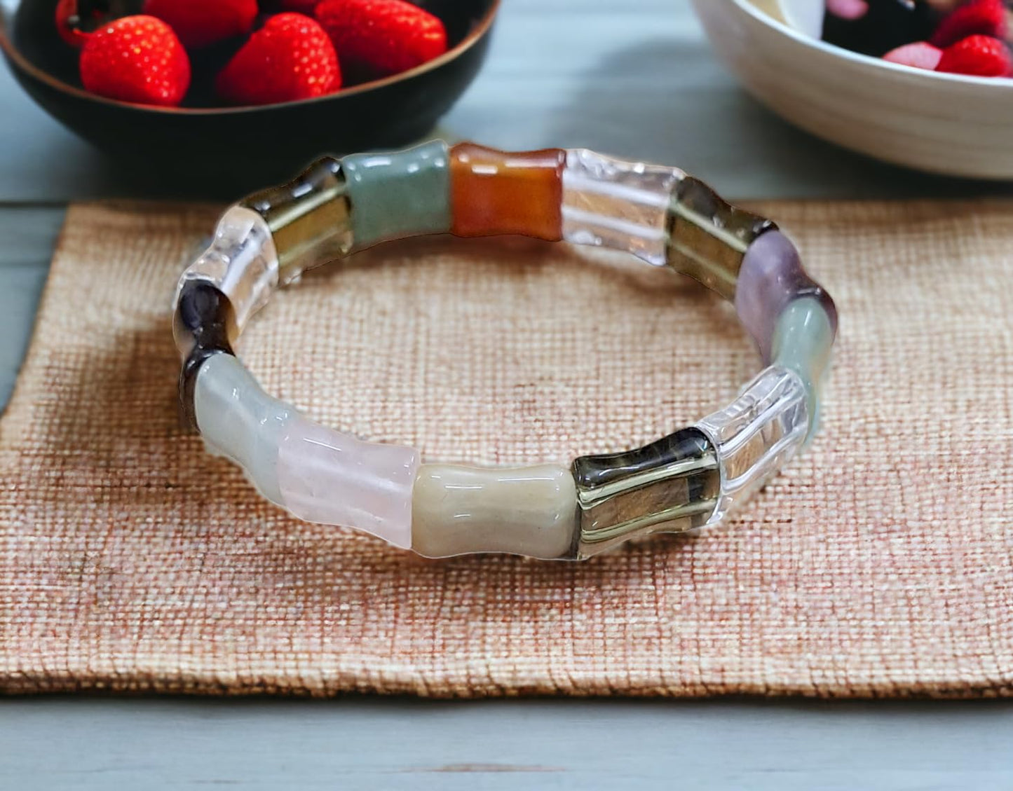 Divinity Crystals 7 Chakra Crystal Bracelet - Natural Real Pure 10 mm Flat Faceted for Men and Women, Promoting Good Luck, Love, Abundance, Healing, and Meditation