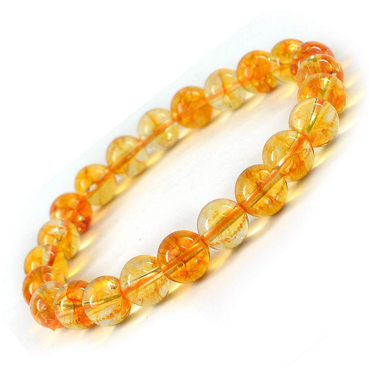 Natural Citrine Semi Precious Gemstone Bracelet, Crystal Stone 8mm Beads Bracelet Round Shape for Reiki Healing, Crystal Healing and Chakra Balance - IGL Jewels