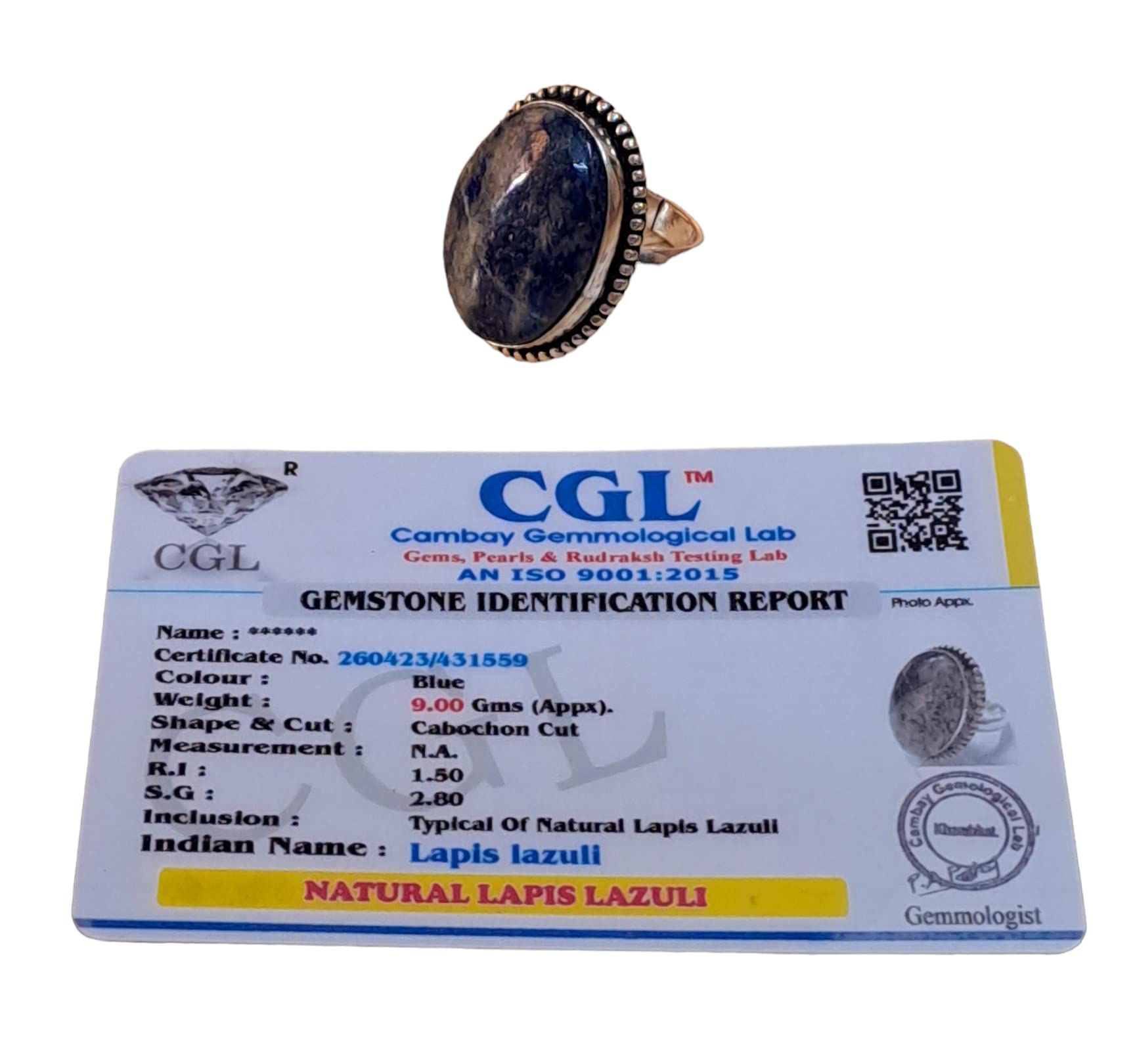 Divinity Certified Lapis Lazuli Adjustable Ring for Higher Mind Activation and Enhanced Communication Default Title