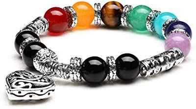 Divinity Crystals 7 Chakra Heart Bracelet - Natural 8 mm Crystal Bracelet for Good Luck, Love, Abundance, Healing, and Meditation for Men and Women