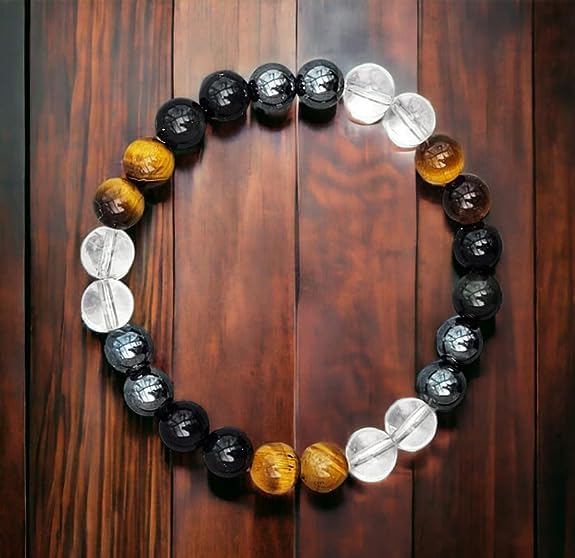Ultimate Protection Natural Crystal Healing Bracelet - Certified 8 mm Beads for Negative Energy Protection and Good Luck, Unisex Beaded Meditation Accessory