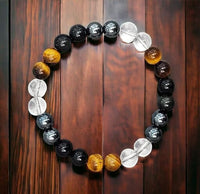 Ultimate Protection Natural Crystal Healing Bracelet - Certified 8 mm Beads for Negative Energy Protection and Good Luck, Unisex Beaded Meditation Accessory