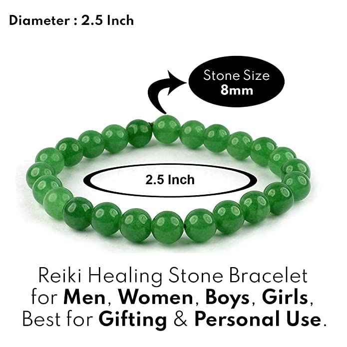 Divinity Crystals Green Jade Healing Bracelet for Men and Women - AAA Grade Original Gemstone Stretchable Wellness Accessory for Yoga, Reiki, and Feng Shui