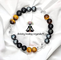 Ultimate Protection Natural Crystal Healing Bracelet - Certified 8 mm Beads for Negative Energy Protection and Good Luck, Unisex Beaded Meditation Accessory