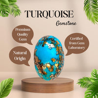 Real Original Firoza Turquoise Gemstone for Men and Women – Oval Shaped for Ring and Pendant Premium Turquoise Jewellery - The Stone of Compassion and Success 11.32 Carat - IGL Jewels