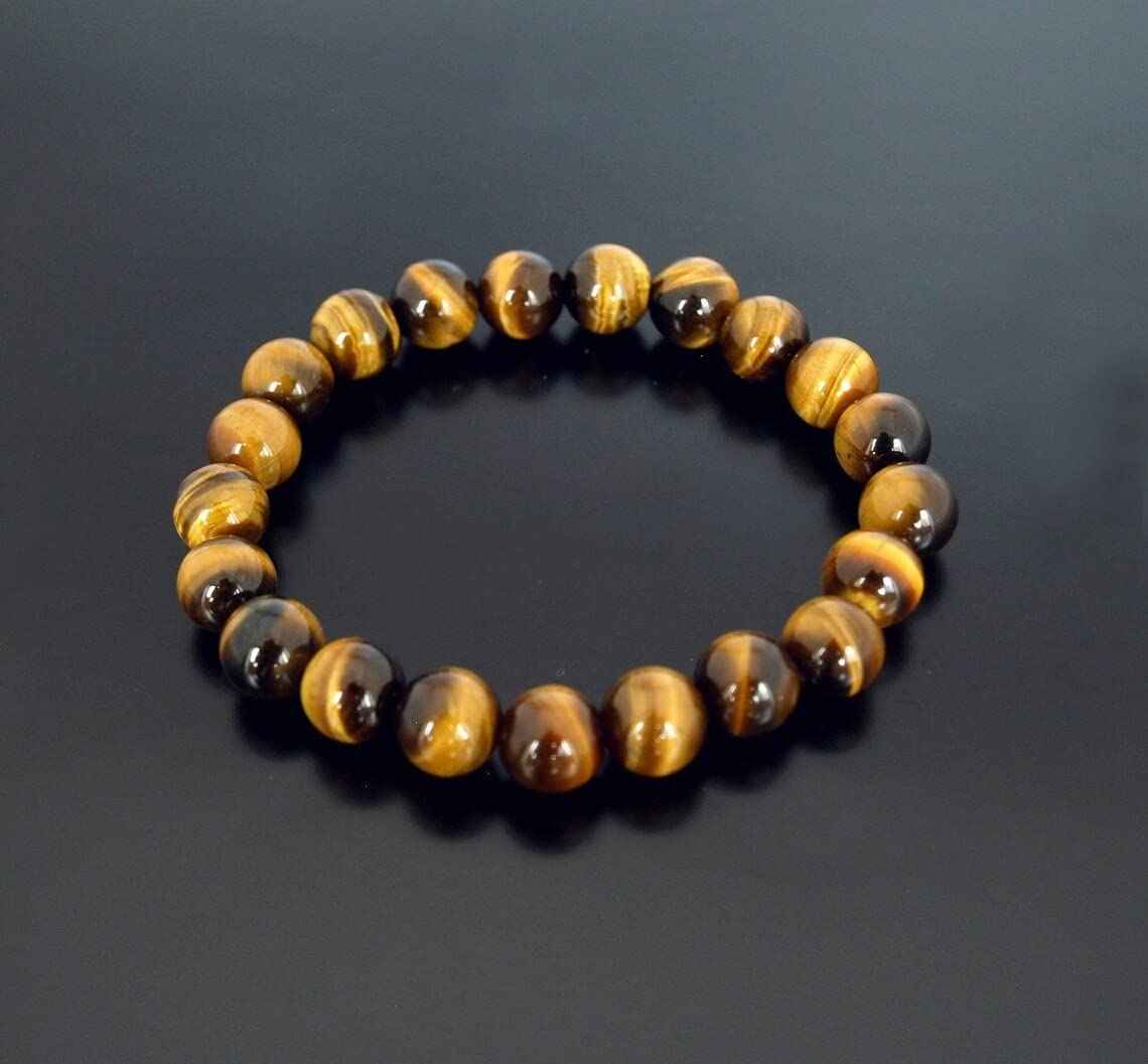 Divinity Crystals Tiger Eye Bracelet – Energized AAA Quality Gemstone Beads for Good Luck, Success & Protection – Unisex Stretchable Design