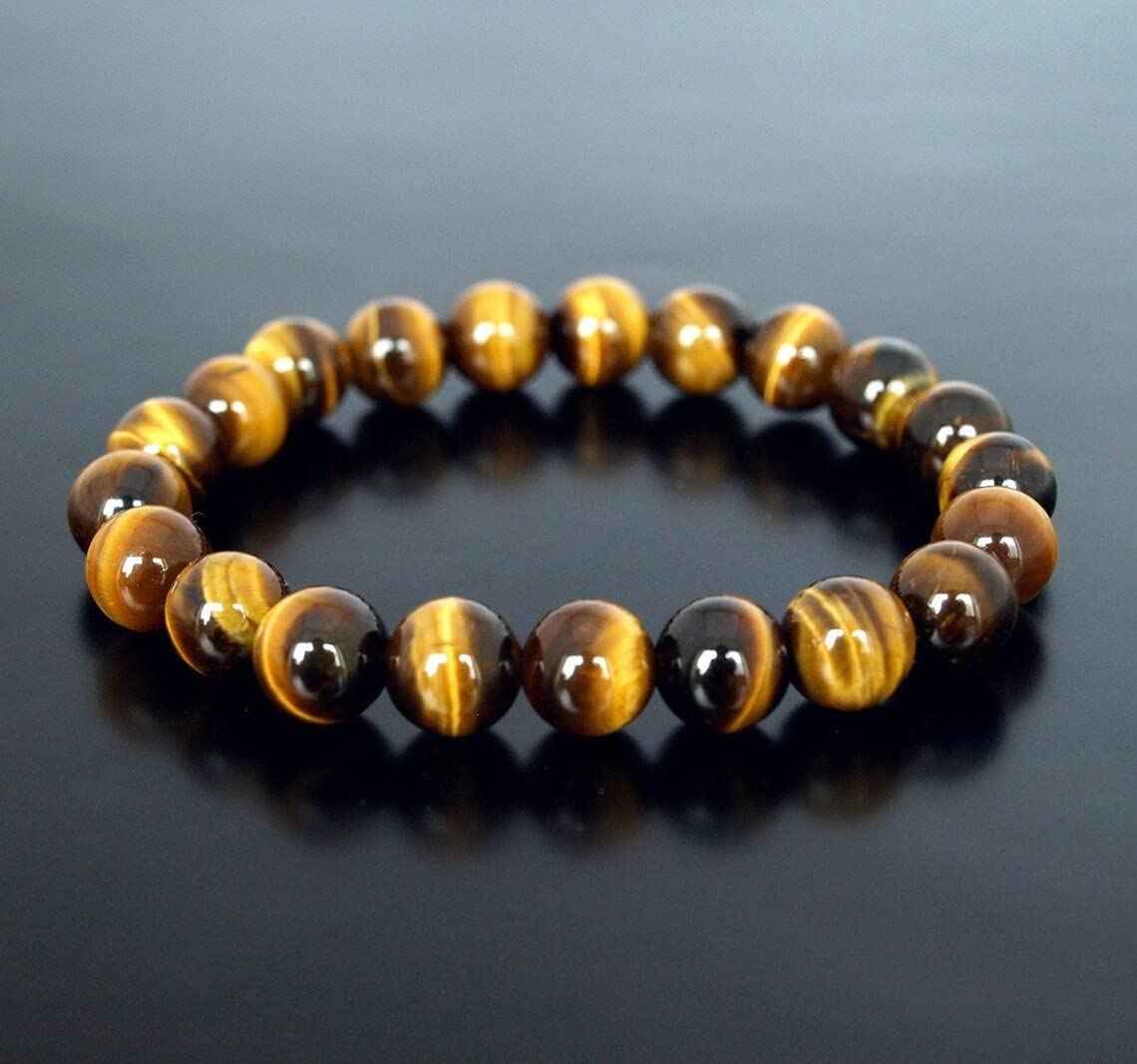 Divinity Crystals Tiger Eye Bracelet – Energized AAA Quality Gemstone Beads for Good Luck, Success & Protection – Unisex Stretchable Design