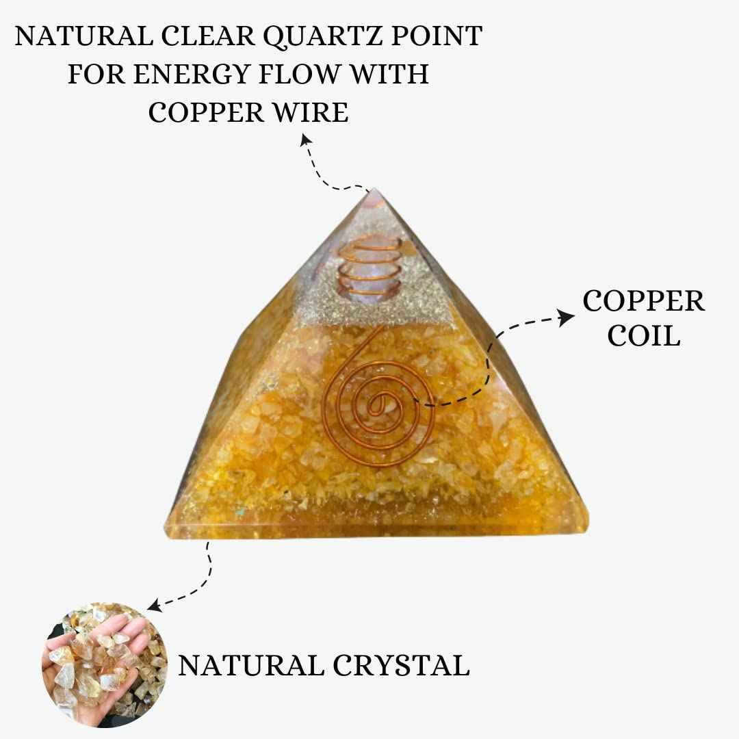 Divinity Crystals Natural Healing Orgone Pyramid Home Decor Vastu for Home Study Table Office Desk Reiki Feng Shui Symbol Crystal Showpieces for Home Decor Education Gifts